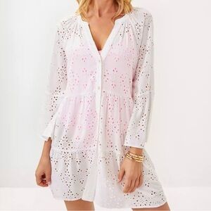 Lilly Pulitzer Brailey Eyelet Cover Up Beach Resort Vacation Preppy Top White L